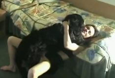 Novinha em casa transando com cachorro no quarto